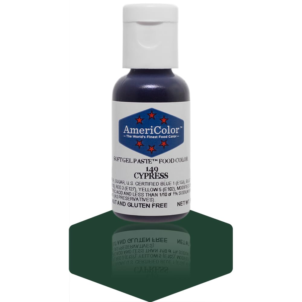 AmeriColor, Cypress, 0.75 Ounce Bottle, Soft Gel Paste Food Color