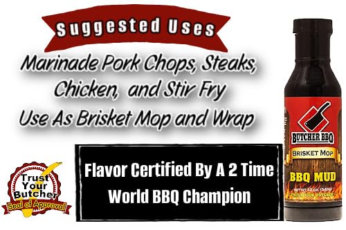 Butcher BBQ | BBQ Mud | World Championship Winning Formula | Steak Marinade | Sweet and Savory Brisket Marinade | Use as Barbeque Meat Mop | MSG