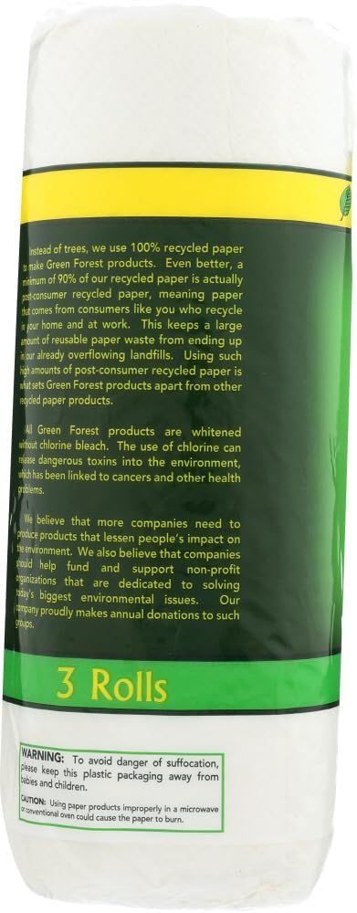 Green Forest Paper Towels, Size Your Own, White, Regular Roll - Regular Roll - 6 pk