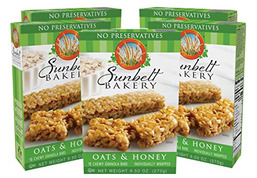 Sunbelt Bakery Oats & Honey Chewy Granola Bars, 50-1.0 OZ Bars (5 Boxes)