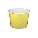 16 oz Yogurt Paper Cups- 1000 Count (Polka Dot- Yellow)