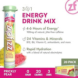 Zipfizz Daily Energy Drink Powder, Prickly Pear, 20 Pack | 3-in-1 Sustained Energy, Rapid Hydration, and Essential Vitamins | Sugar-Free | Electrolyte