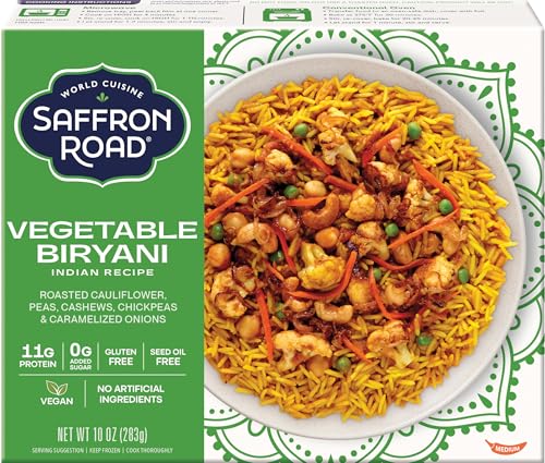 Saffron Road Frozen Vegetable Biryani - Seed Oil Free, No Artificial Ingredients, Gluten-Free, Vegan - 10 Ounce