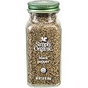 Simply Organic Ground Black Pepper, 2.31-Ounce Jar, Medium Ground Pepper, Certified Organic, Kosher, Potent Pepper Taste