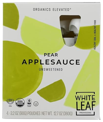 White Leaf Provisions Organic Apple + Pear Applesauce 4pk, 3.2 OZ