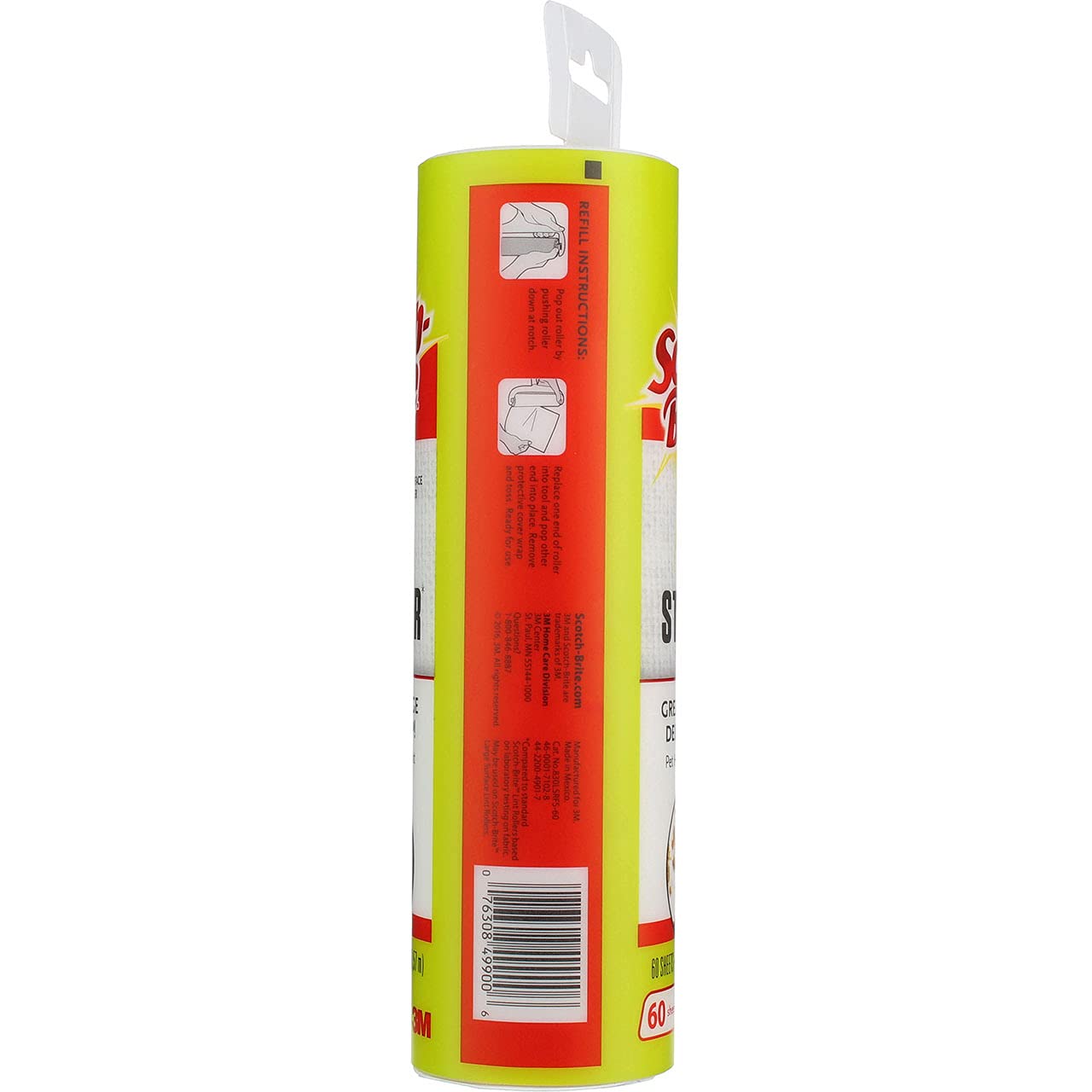 Scotch Brite Wide Lint Roller Refill Large 8" Surface Pet Hair Remover Pack of 4