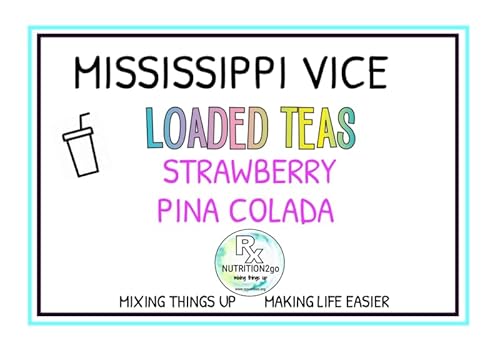 RxNutrition 2go Loaded Tea Drink Mix, MISSISSIPPI VICE, SINGLE PACK, Clean, Sugar-Free Energy with B12, Multivitamins, Antioxidants, Electrolytes