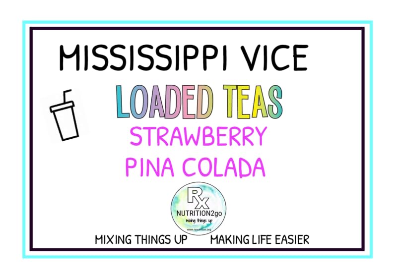 RxNutrition 2go Loaded Tea Drink Mix, MISSISSIPPI VICE, SINGLE PACK, Clean, Sugar-Free Energy with B12, Multivitamins, Antioxidants, Electrolytes
