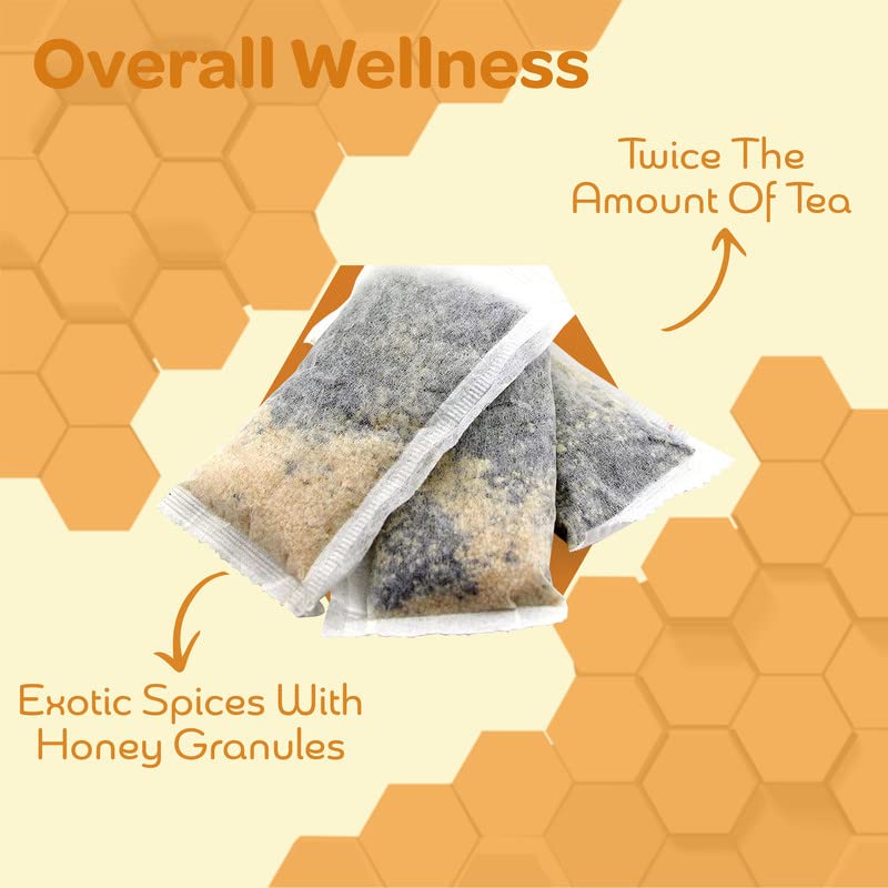 True Honey Chai Tea Bags - Providing Herbal Wellness - All Natural Organic Cinnamon, Clove, Coriander, Anise and Fennel Black - Blended with Honey