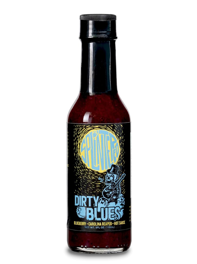Splintered Sauce Dirty Blues Hot Sauce - Carolina Reaper and Blueberry - 5 fl Oz- Vegetarian - Fiery and Fruity Hot Sauce Delight for BBQ, Chicken