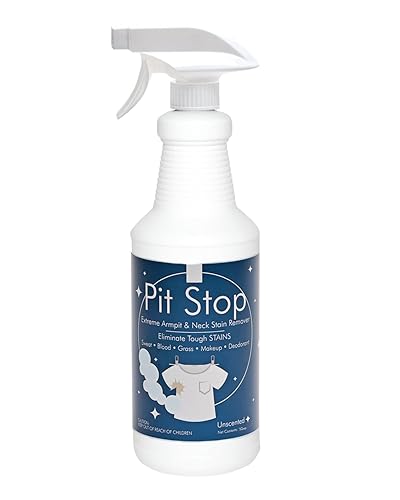 Sanco Industries Pit Stop - Sweat Stain & Deodorant Stain Remover, Multi-Stain & Multi-Purpose Formulated Spray, Safe for All Fabrics - 32 Ounces