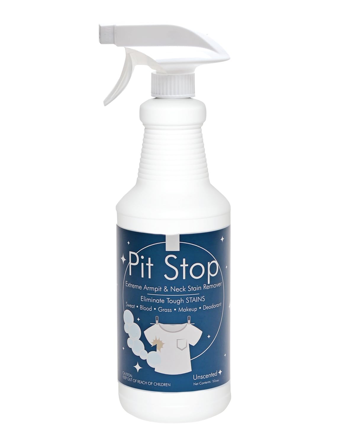Sanco Industries Pit Stop - Sweat Stain & Deodorant Stain Remover, Multi-Stain & Multi-Purpose Formulated Spray, Safe for All Fabrics - 32 Ounces