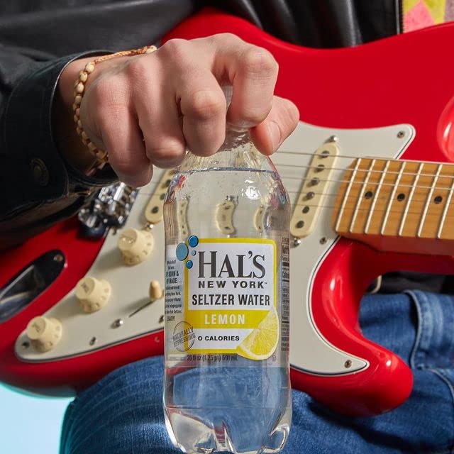 Hal's New York Seltzer Water, Lemon Sparkling Water, 20 Fl Oz Bottle (Pack of 6)