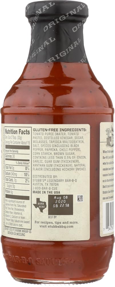 Stubbs Original BBQ Sauce 6x 18Oz