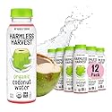 Harmless Harvest Organic Coconut Water 10 Fl Oz, 12 Pack - Original Coconut Water No Sugar Added, No Added Flavor Only Natural Electrolyte Hydration