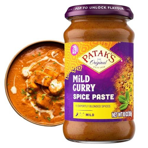 Patak’s Mild Curry Spice Paste - Mild Indian Cooking Paste with Freshly Ground Spices - Ideal for Chicken, Vegetables, and One-Pot Meals - Warm