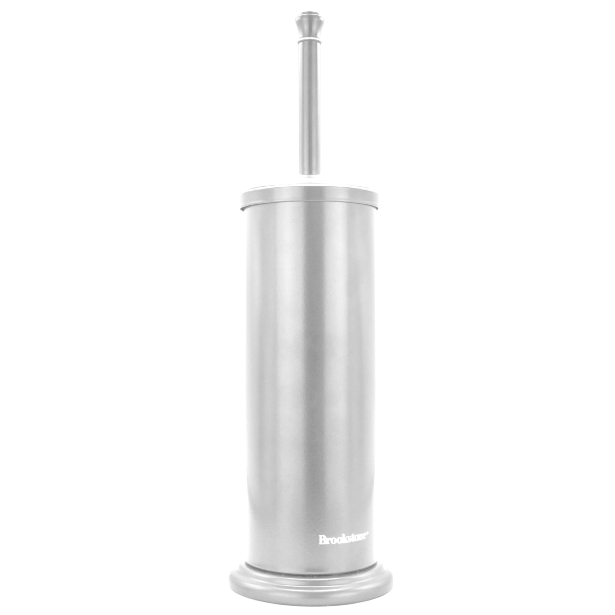 BROOKSTONE Toilet Brush and Holder Set for Bathroom with Splash Guard for Deep Cleaning, Compact and Space Saving Stylish Toilet Bowl Cleaners, Chrome