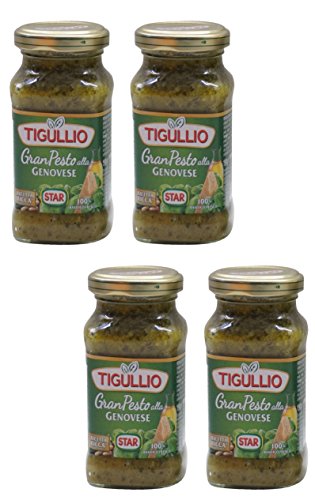 Tigullio:"Gran Pesto alla Genovese" Genovese Pesto - 6.7 Fluid Ounce (190ml) Packages (Pack of 4) [ Italian Import ]