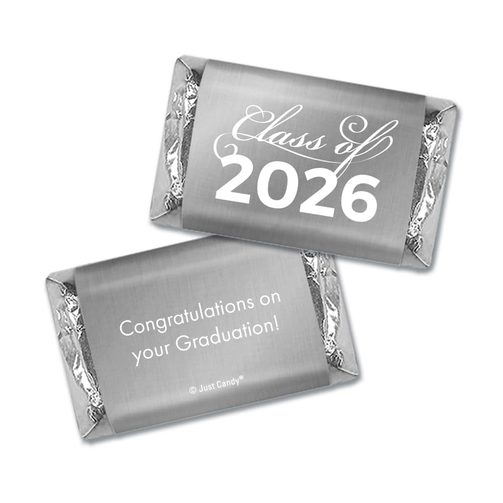 34 Pcs Silver Graduation Class Of 2026 Wrapped Miniatures (10oz Bag)