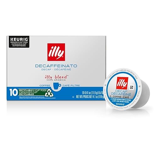 Illy Coffee K Cups - Pods For Keurig Machines - Classico Decaf Roast - Notes of Caramel - Mild, Flavorful & Balanced Flavor - No Preservatives - 10