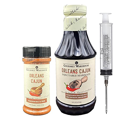 Gourmet Warehouse Orleans Cajun Injectable Marinade and Orleans Cajun Spice Rub, 16 ozs, No MSG, No HFCS
