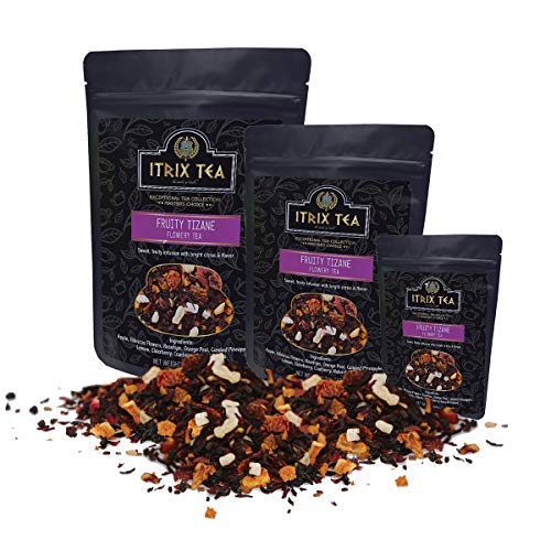 Itrix Tea Fruity Tizane Flowery Tea - Herbal Loose Leaves Tea - Infused with Sweet, Bright Citrus & Fruity Flavor - Delicious & Refreshing Aromatic