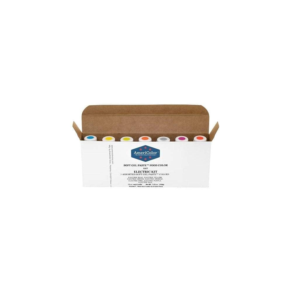 AmeriColor Food Coloring - Electric Kit - Soft Gel Paste, 7 .75 Ounce Bottles