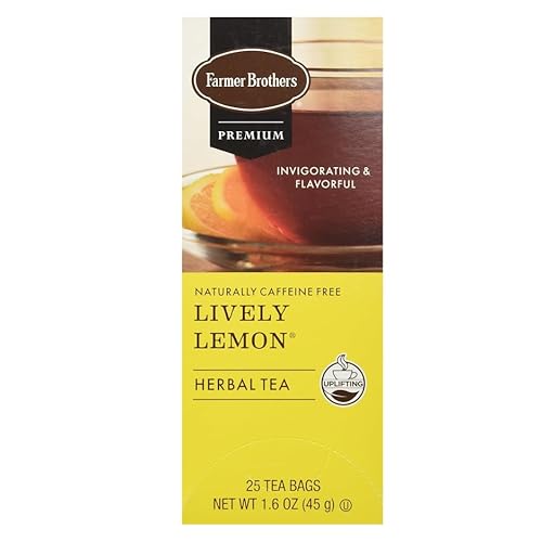 Farmer Brothers Lively Lemon Herbal Tea, 25 Bags - Naturally Caffeine-Free Citrus Herbal Tea with Bold Lemon Flavor, Relaxing Wellness Tea for Hot Tea