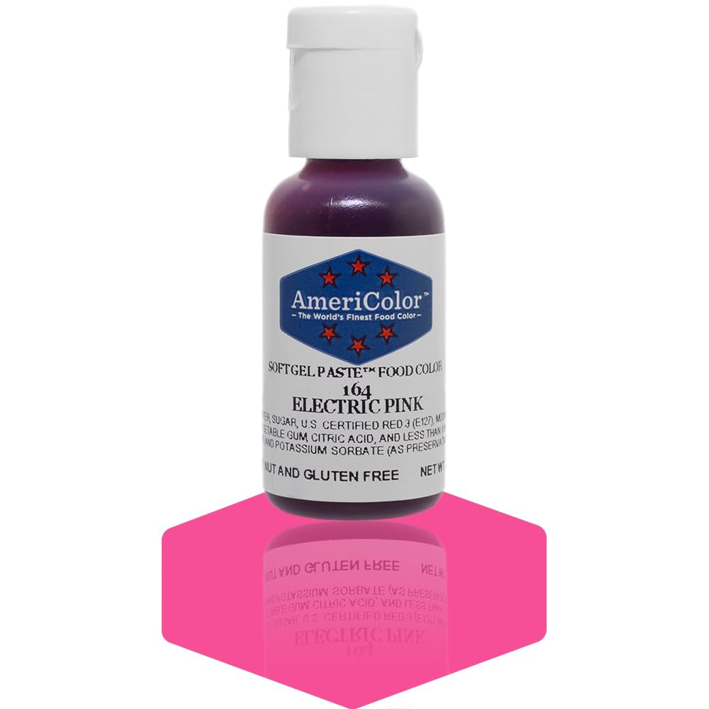 AmeriColor, Electric Pink, .75 Ounce Bottle, Soft Gel Paste Food Color