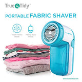 True & Tidy, Portable Fabric Shaver, Safely Removes Lint, Fabric Fluff and Fuzz Balls from All Types of Garments & Fabrics, LR-03, Aqua (Batteries not