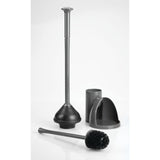 mDesign Hidden Plunger and Brush Set for Toilet Bowl - Combo with Holder Caddy - Modern Toilet Brush and Plunger Set - Aura Collection - Charcoal Gray