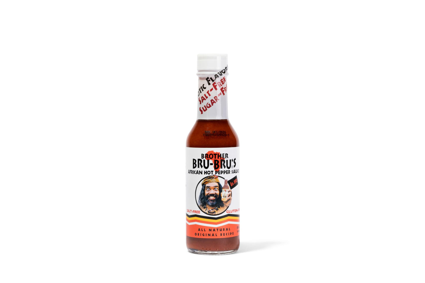Brother Bru-Bru's African Hot Sauce - No Salt, No Sugar, Vegan - Habanero & African Spices - 5 oz (Pack of 3)