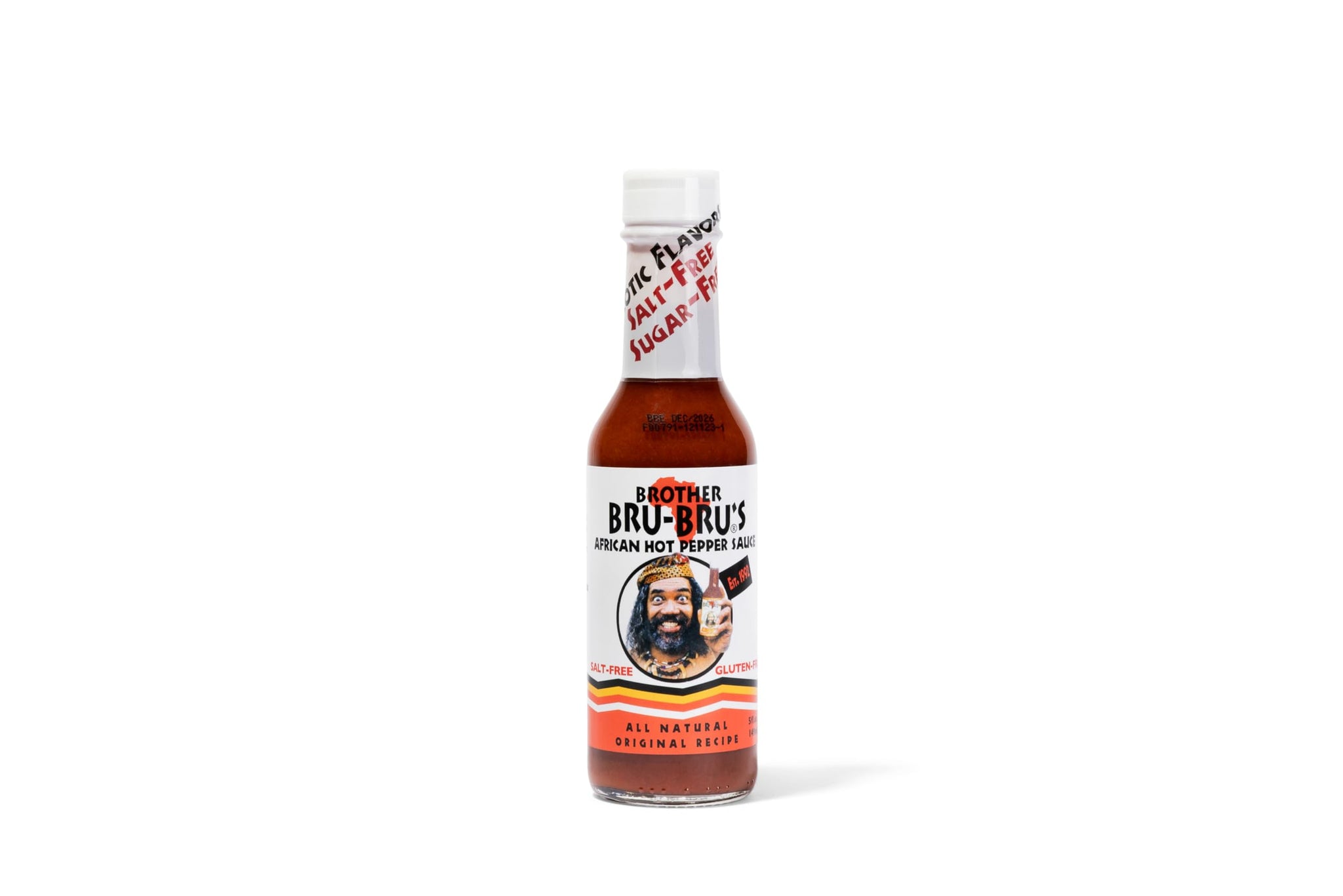 Brother Bru-Bru's African Hot Sauce - No Salt, No Sugar, Vegan - Habanero & African Spices - 5 oz (Pack of 3)