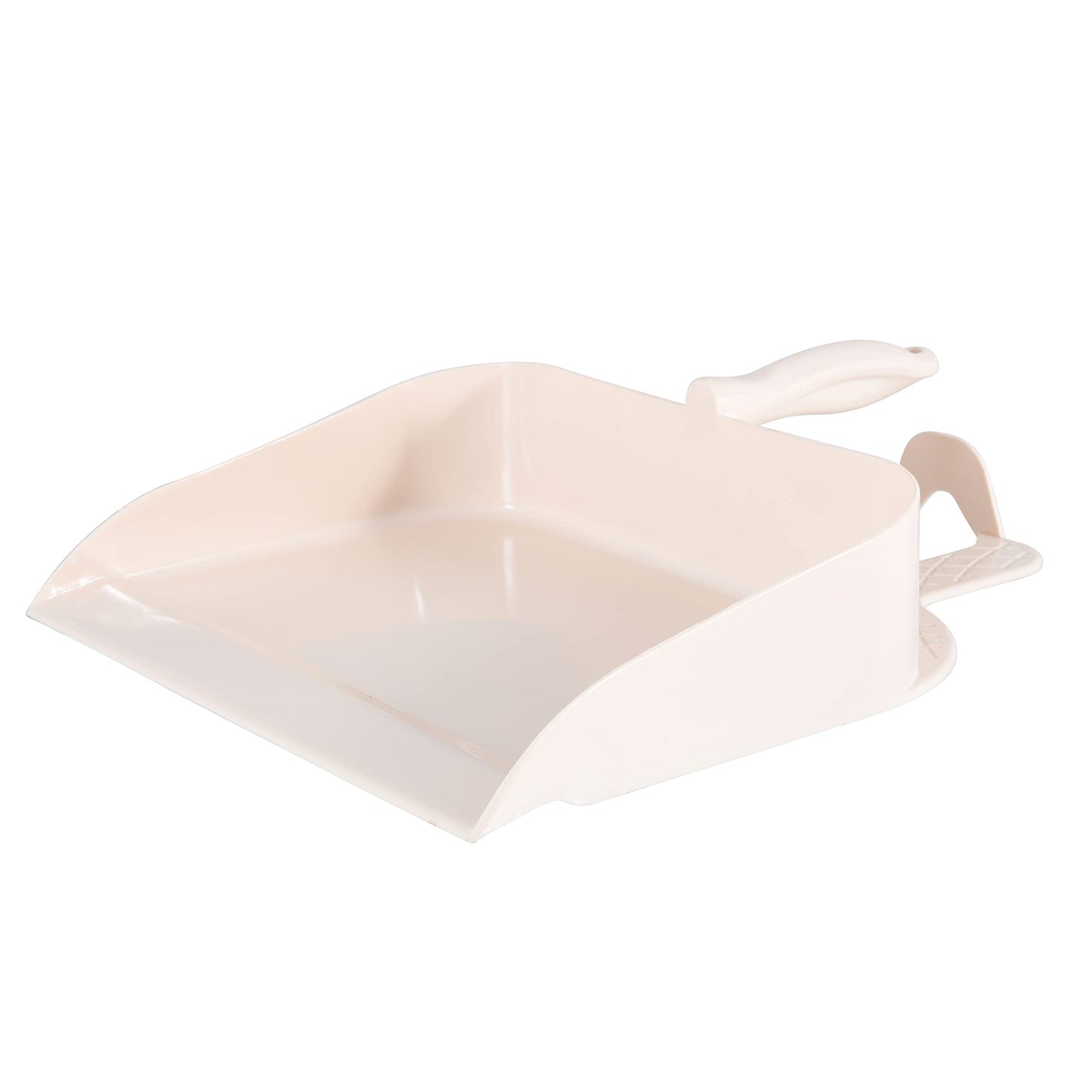 Superio Heavy Duty Plastic Step-on Dustpan with Comfort Grip Handle White, Durable, Lightweight Multi Surface Dust Pan Easy Broom Sweeping, 10-inch