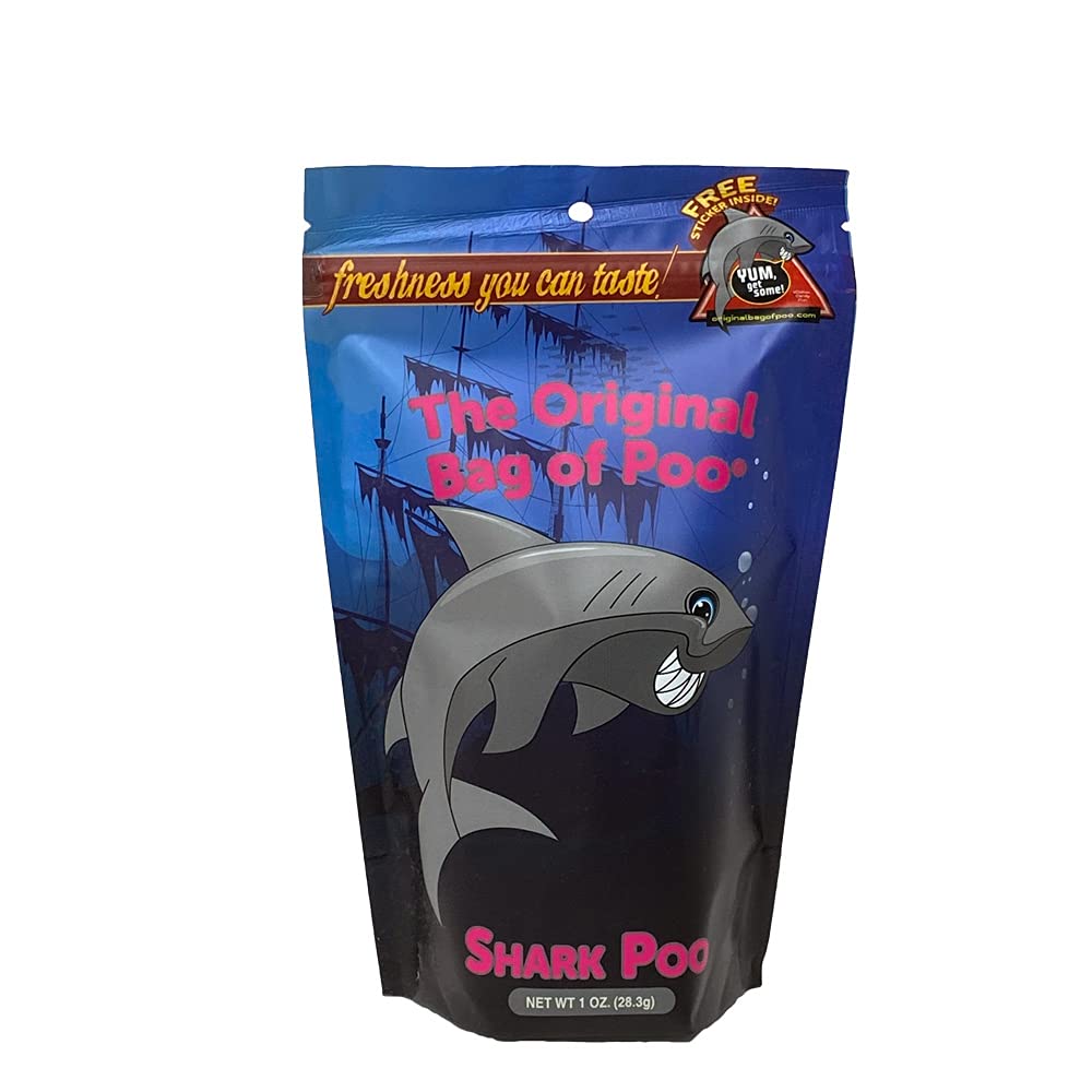 The Original Bag of Poo®, Shark Poo (Vanilla Flavor Cotton Candy) Novelty Poop Gag Gift. Free sticker inside.