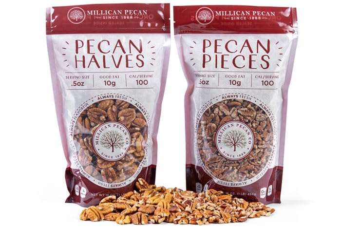 Pecan Halves & Pecan Chopped Pieces (1 lb. bag of ea.) - Millican Pecan since 1888 | San Saba, Texas