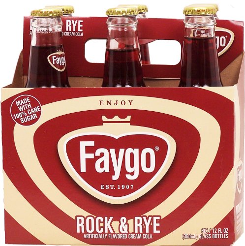 Faygo Rock & Rye flavored cream cola soda, made with 100% cane sugar, 12-fl. oz., 6-pack