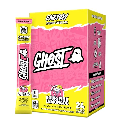 GHOST Sugar-Free Energy Drink Packets, Pink Lemonade, 24 Sticks