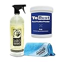 Tenax TeRust Rust Remover 8 oz - Remove Rust Stains Out of Granite and Marble - Lustro Italiano Counter top Cleaner 32oz - 16x16 Microfiber Cloth