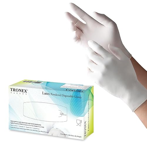 TRONEX 1510 Rubber Latex Disposable Gloves, Non Medical, General Purpose, Food Handling, Food Preparation, Light Industrial, Smooth Finish, Corn