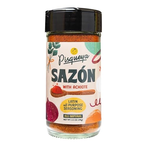 Pisqueya Sazon Seasoning with Achiote - All Natural, Vegan, Gluten Free, No Fillers or Additives, Non-GMO, No Preservatives, No Artificial Coloring