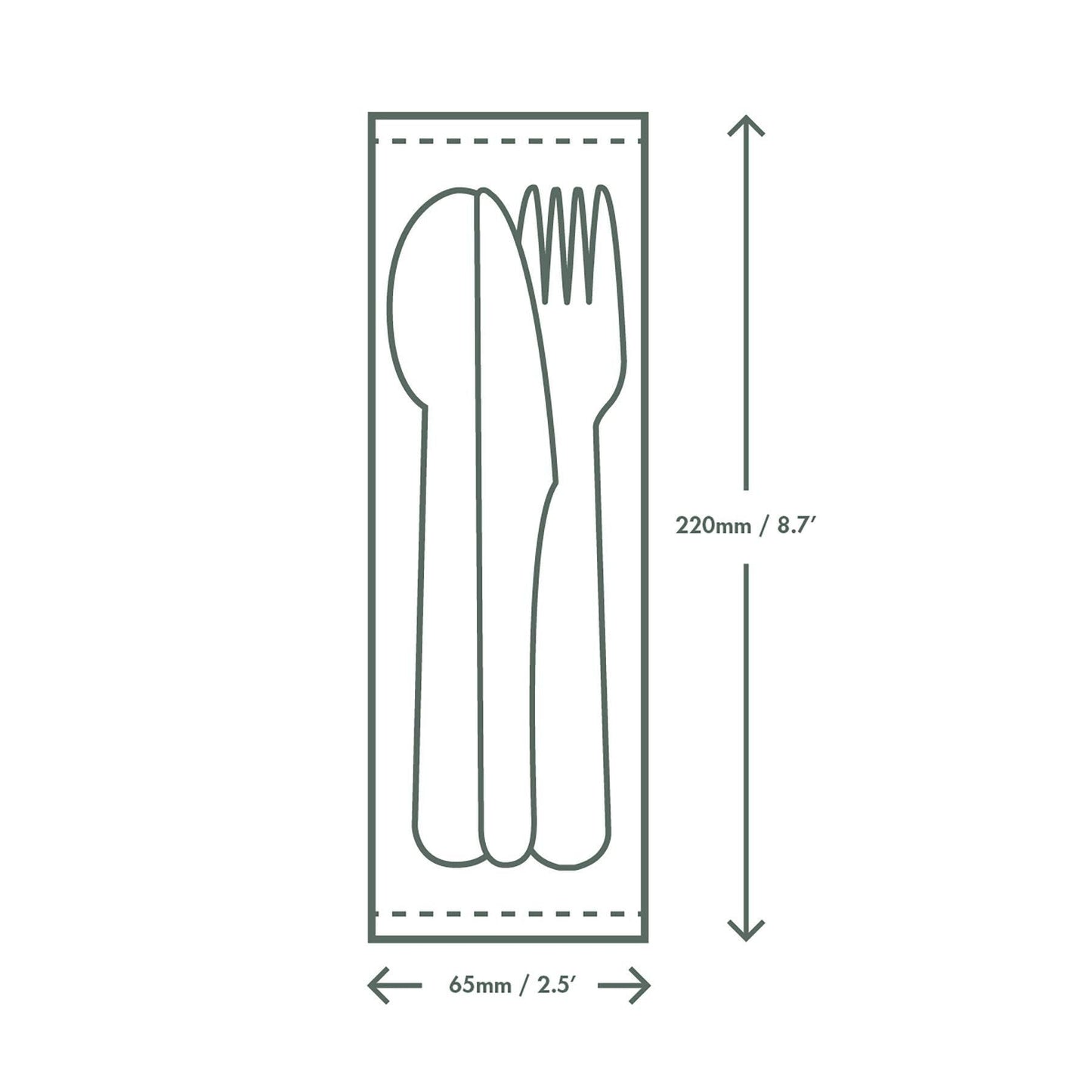 Vegware Compostable CPLA Plastic Utensils Set, Case of 250, Disposable Knife, Fork, Spoon, and Recycled Napkin, Renewable Material Made from Plants