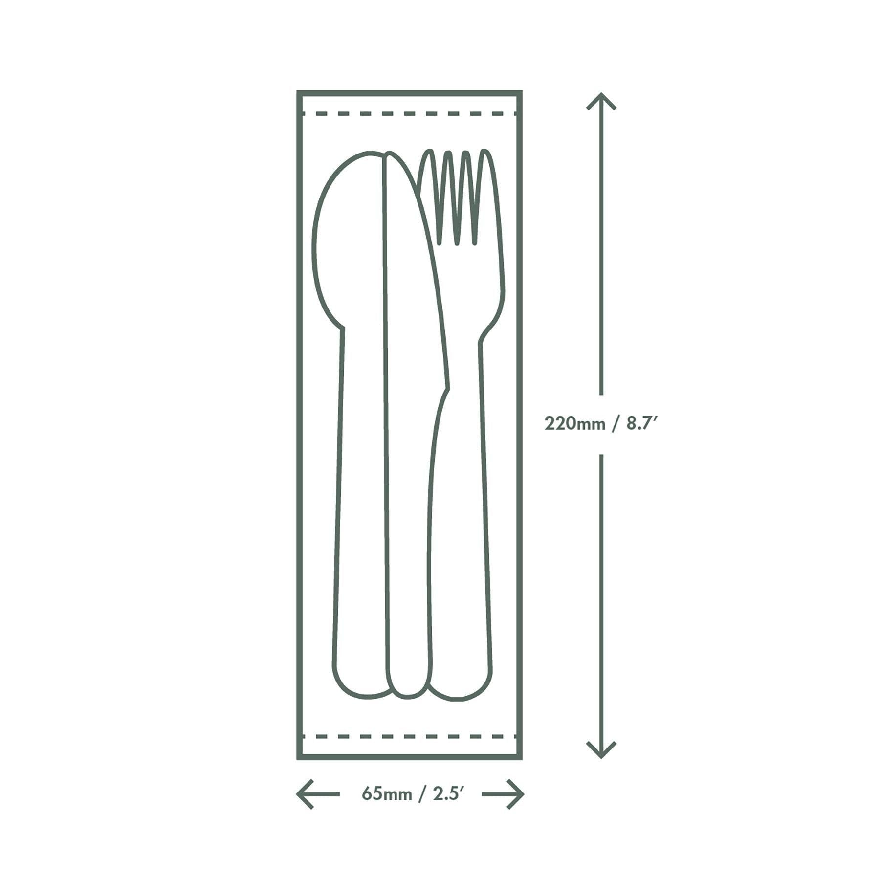 Vegware Compostable CPLA Plastic Utensils Set, Case of 250, Disposable Knife, Fork, Spoon, and Recycled Napkin, Renewable Material Made from Plants