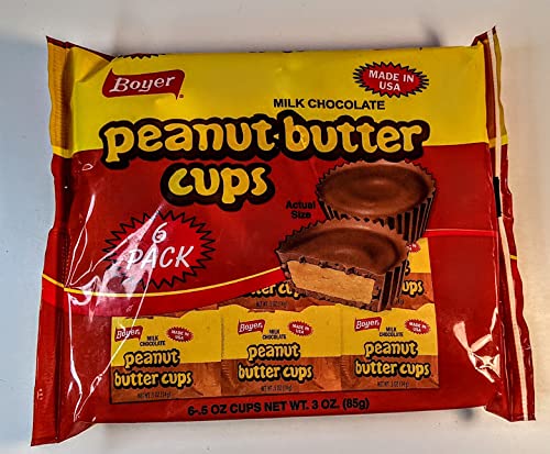Boyer Milk Chocolate Peanut Butter Cups, Six .5 Oz Cups (2 Pack)