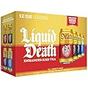 Liquid Death Iced Tea - O.G. Variety, Less Sugar*, Boost of Caffeine, B Vitamins, No Artificial Sweeteners, 4 Flavors: Tea/Lemonade, Rest in Peach