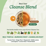 Liver Cleanse Tea - 10-Herb Formula with Milk Thistle Dandelion Burdock Turmeric Ginger Nettle Leaves Peppermint Lemongrass Licorice & Fennel - Vegan