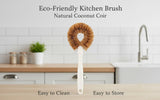 MI BRUSHAX 3-Piece Kitchen Brush Set - Plastic Handle Bottle Cleaners for Cups, Jars & Mugs (Wide Mouth) - Brown Bristle Scrubbers for Dish Washing