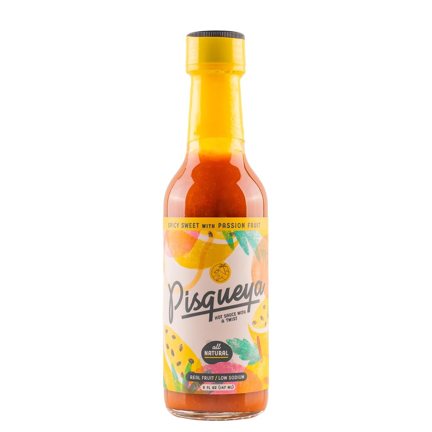 Spicy Sweet Passion Fruit by Pisqueya, Mild Heat Hot Sauce With Flavors of Passion Fruit, Chili Peppers & Garlic, Made With All Natural Ingredients, 5