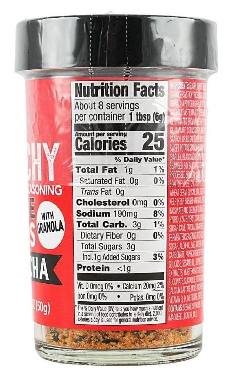 Crunchy Sriracha Flavored Furikake Rice Seasoning - Great for Popcorn, French Fries, Vegetables and more - 1.76 ounce bottle