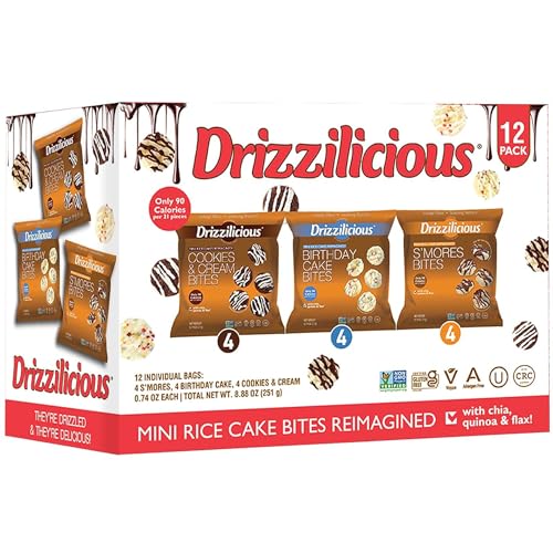Drizzilicious Mini Rice Cakes Variety Pack- Rice Crisps, Healthy Snack for Adults and Kids, Flavored Rice Cakes, Vegan, Gluten Free Snack, Allergen